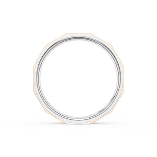 Satin Finish Faceted Wedding Band in Platinum & 18kt Rose Gold