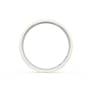 Satin Finish Faceted Wedding Band in Platinum & 18kt Yellow Gold