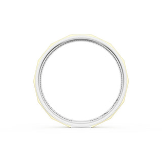 Satin Finish Faceted Wedding Band in Platinum & 18kt Yellow Gold