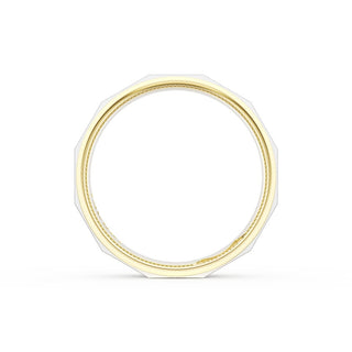 Satin Finish Faceted Wedding Band in 18kt Yellow Gold & Platinum
