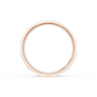 Satin Finish Faceted Wedding Band in 18kt Rose Gold & Platinum