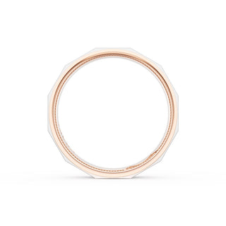 Satin Finish Faceted Wedding Band in 18kt Rose Gold & Platinum