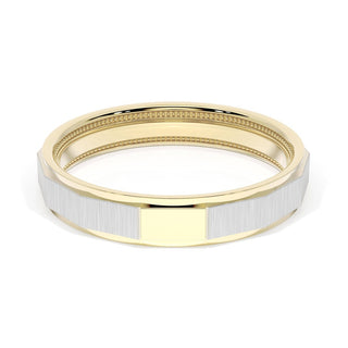 Satin Finish Faceted Wedding Band in 18kt Yellow Gold & Platinum
