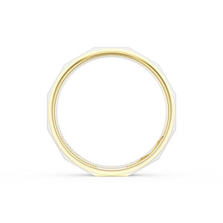 Satin Finish Faceted Wedding Band in 18kt Yellow Gold & Platinum