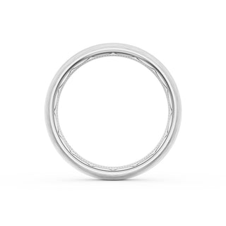Rounded Brush Finish Diamond Wedding Band in 18kt White Gold