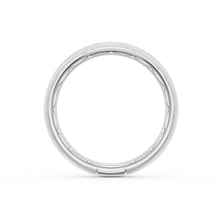 Rounded Brush Finish Diamond Wedding Band in 18kt White Gold