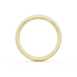 Rounded Brush Finish Diamond Wedding Band in 18kt Yellow Gold