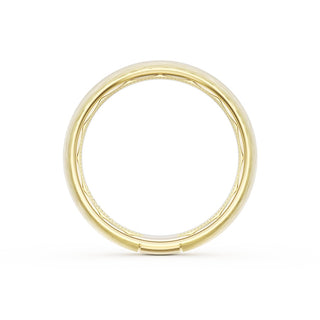 Rounded Brush Finish Diamond Wedding Band in 18kt Yellow Gold