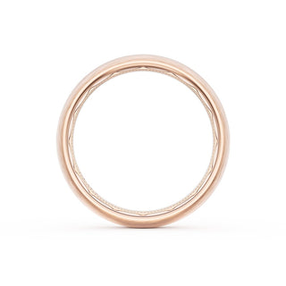 Rounded Brush Finish Diamond Wedding Band in 18kt Rose Gold