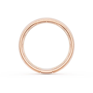 Rounded Brush Finish Diamond Wedding Band in 18kt Rose Gold