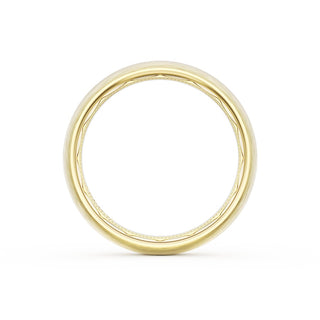 Rounded Brush Finish Black Diamond Wedding Band in 18kt Yellow Gold