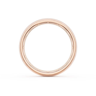 Rounded Brush Finish Black Diamond Wedding Band in 18kt Rose Gold