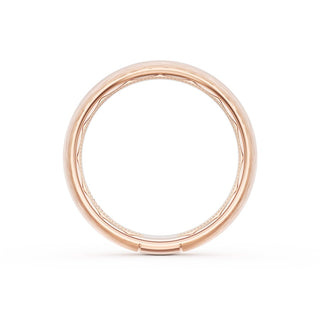 Rounded Brush Finish Black Diamond Wedding Band in 18kt Rose Gold