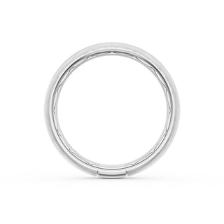 Rounded Brush Finish Black Diamond Wedding Band in Platinum