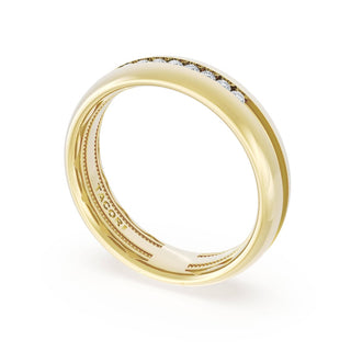 Rounded High Polish Finish Black Diamond Wedding Band in 18kt Yellow Gold