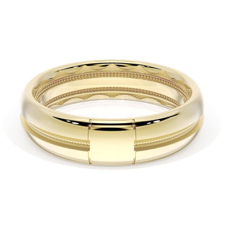 Rounded High Polish Finish Black Diamond Wedding Band in 18kt Yellow Gold