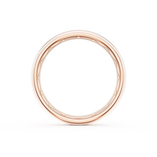 Rounded High Polish Finish Black Diamond Wedding Band in 18kt Rose Gold