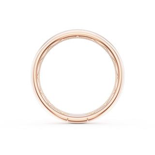 Rounded High Polish Finish Black Diamond Wedding Band in 18kt Rose Gold
