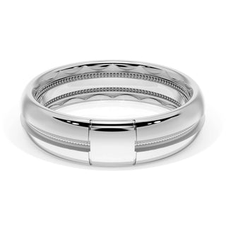Rounded High Polish Finish Black Diamond Wedding Band in Platinum