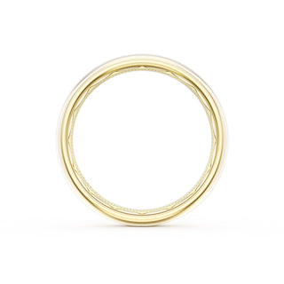 Rounded High Polish Finish Black Diamond Wedding Band in 18kt Yellow Gold