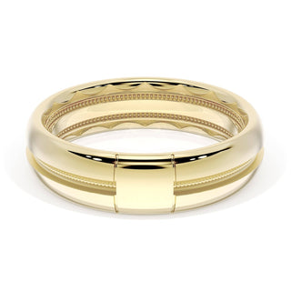 Rounded High Polish Finish Black Diamond Wedding Band in 18kt Yellow Gold