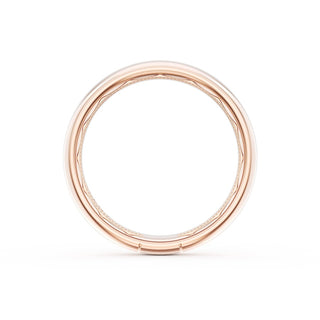 Rounded High Polish Finish Black Diamond Wedding Band in 18kt Rose Gold