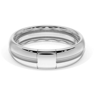 Rounded High Polish Finish Black Diamond Wedding Band in Platinum