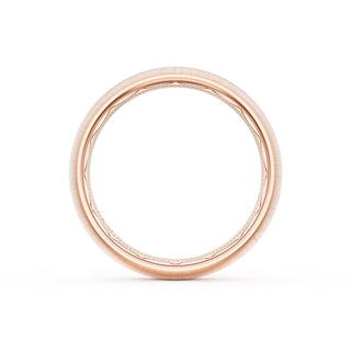 Rounded Satin Finish Black Diamond Wedding Band in 18kt Rose Gold