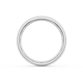 Rounded Satin Finish Black Diamond Wedding Band in Platinum