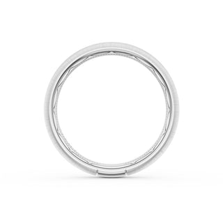 Rounded Satin Finish Black Diamond Wedding Band in Platinum