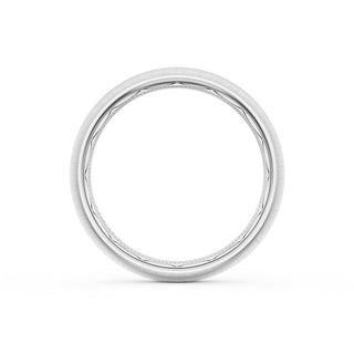 Rounded Satin Finish Black Diamond Wedding Band in 18kt White Gold