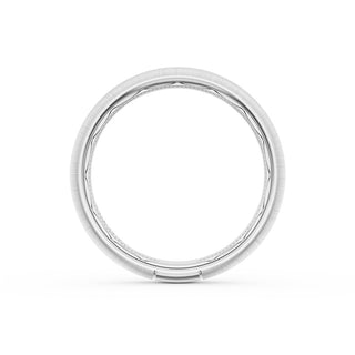 Rounded Satin Finish Black Diamond Wedding Band in 18kt White Gold
