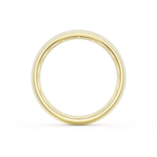 Rounded Satin Finish Black Diamond Wedding Band in 18kt Yellow Gold