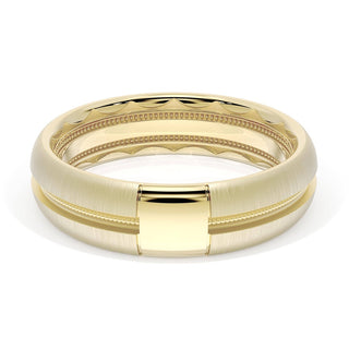 Rounded Satin Finish Black Diamond Wedding Band in 18kt Yellow Gold