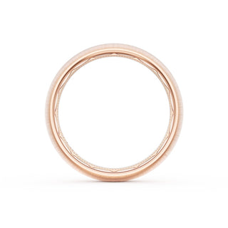 Rounded Satin Finish Black Diamond Wedding Band in 18kt Rose Gold