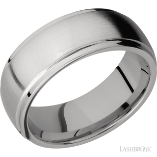 8 mm wide Domed Stepped Down Edges Titanium band.