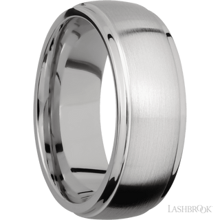 8 mm wide Domed Stepped Down Edges Titanium band.