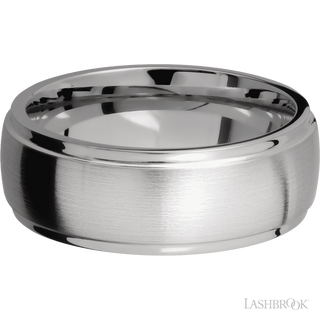 8 mm wide Domed Stepped Down Edges Titanium band.