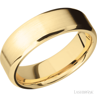 7 mm wide Beveled 10K Yellow Gold band.