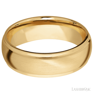 7 mm wide Domed Stepped Down Edges 10K Yellow Gold band.