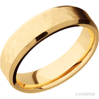 6 mm wide Beveled 14K Yellow Gold band.