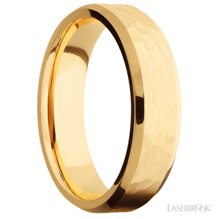6 mm wide Beveled 14K Yellow Gold band.