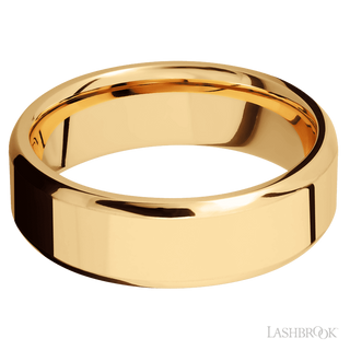 7 mm wide Beveled 14K Yellow Gold band.