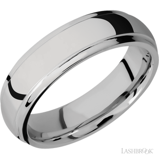 6 mm wide Domed Stepped Down Edges Titanium band.