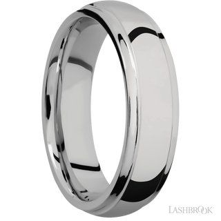 6 mm wide Domed Stepped Down Edges Titanium band.