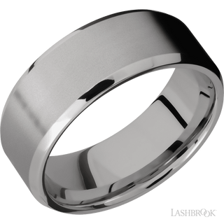 8 mm wide Beveled Titanium band.
