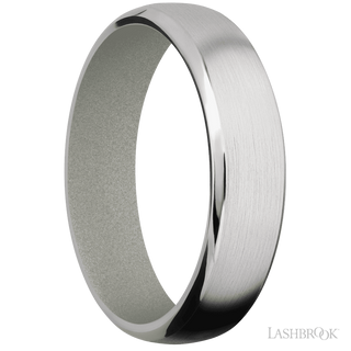 6 mm wide Domed Bevel Cobalt Chrome band featuring a Gun Metal Grey sleeve.