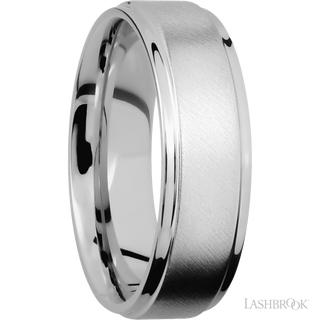 7 mm wide Flat Grooved Edges Cobalt Chrome band.