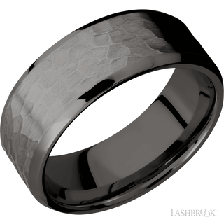 8 mm wide Beveled Tantalum Noir band.