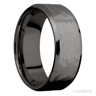 8 mm wide Beveled Tantalum Noir band.